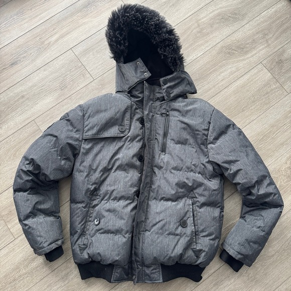 Canada Weather Gear Jacket Men's XL Gray Bomber Faux Fur Hood Super Triple Goose - Picture 2 of 12